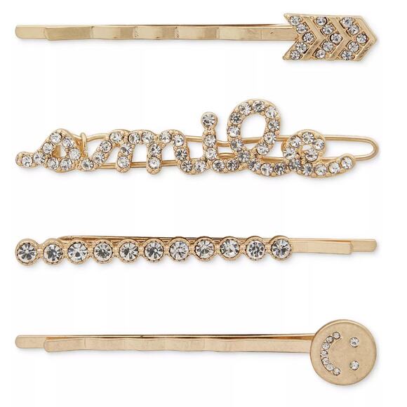 LONNA & LILLY 4-Pc. Gold-Tone Pavé Smile Bobby Pin Set - Picture 1 of 4